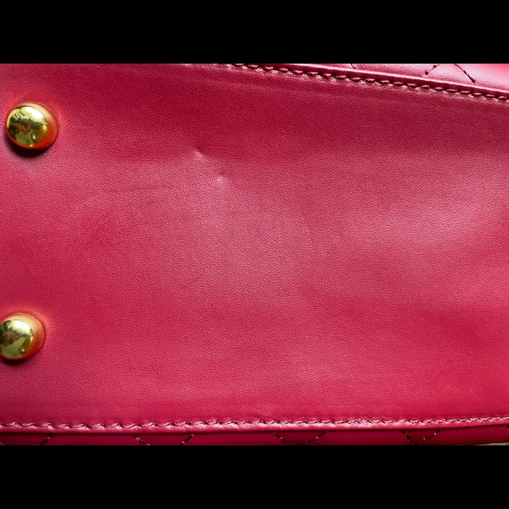 JOY & IMAN Satchel Diamond Quilted Leather Bag Red - Picture 13 of 13